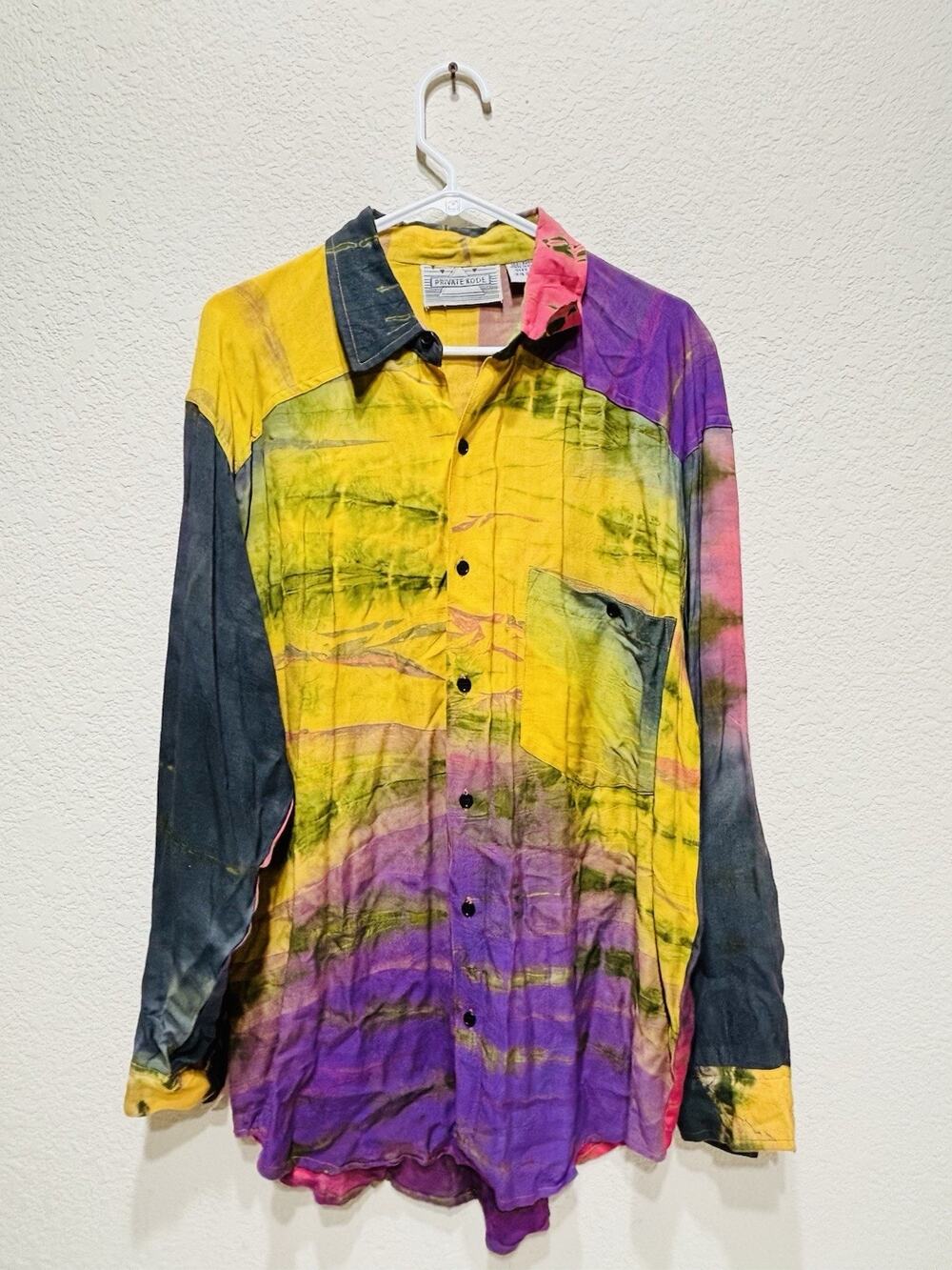Private Kode Tie Dye 80s New Wave Rayon Shirt